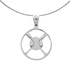 Anhänger „Baseball mit Schlägern“ aus Sterlingsilber (rhodiniert oder gelbvergoldet)