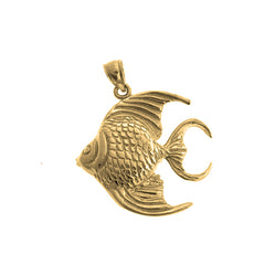 Yellow Gold-plated Silver Tropical Angelfish Pendant