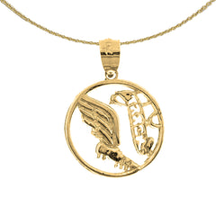 Sterling Silver Track And Field Pendant (Rhodium or Yellow Gold-plated)