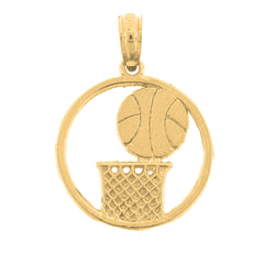 Yellow Gold-plated Silver Basketball Pendant
