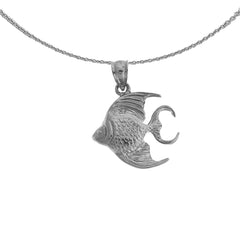 Sterling Silver Tropical Angelfish Pendant (Rhodium or Yellow Gold-plated)