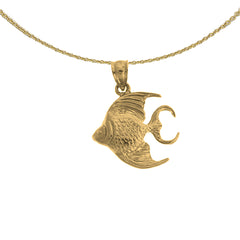 Sterling Silver Tropical Angelfish Pendant (Rhodium or Yellow Gold-plated)