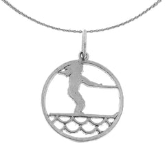Sterling Silver Surfer Pendant (Rhodium or Yellow Gold-plated)