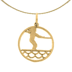 Sterling Silver Surfer Pendant (Rhodium or Yellow Gold-plated)