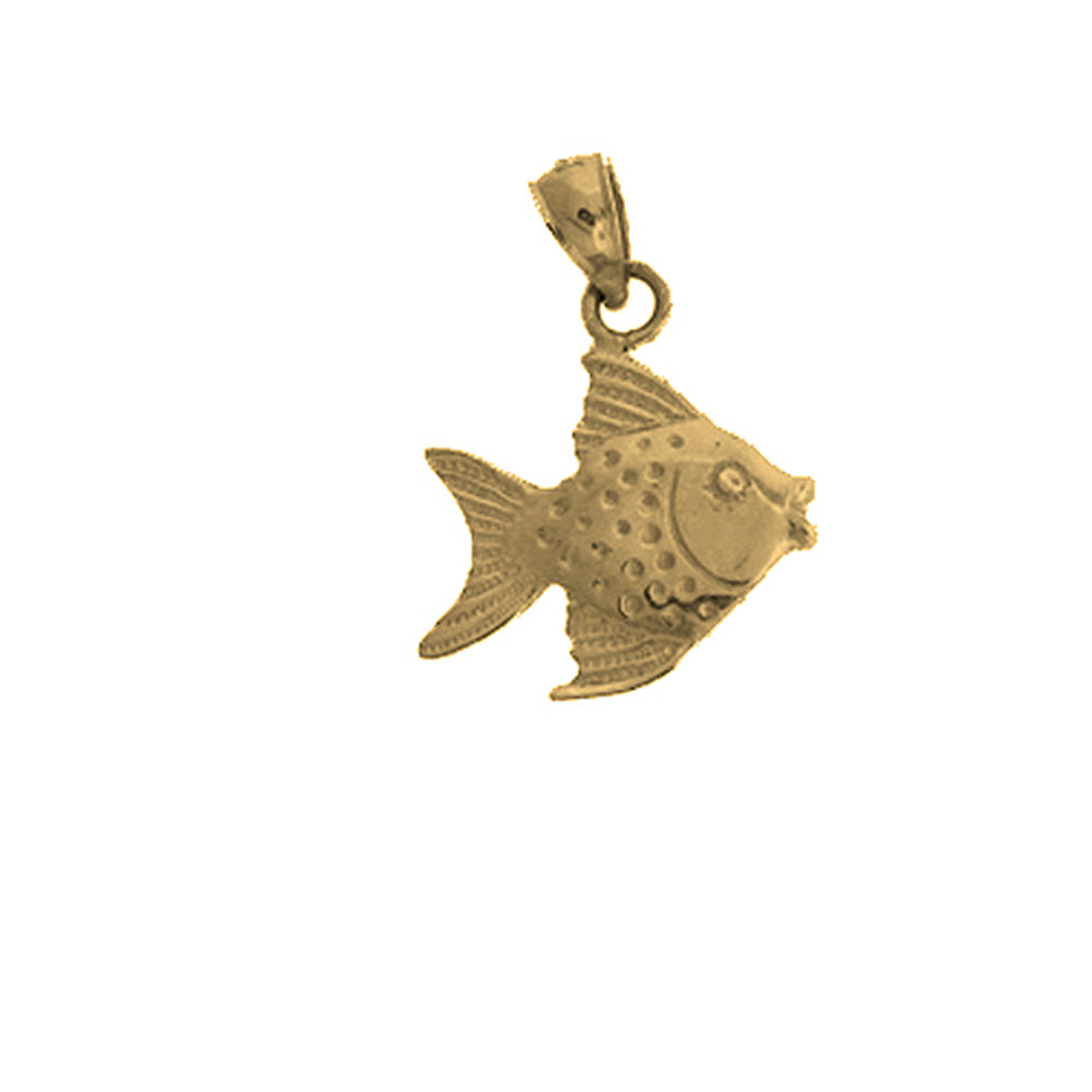 Yellow Gold-plated Silver Tropical Angelfish Pendant