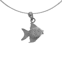 Sterling Silver Tropical Angelfish Pendant (Rhodium or Yellow Gold-plated)