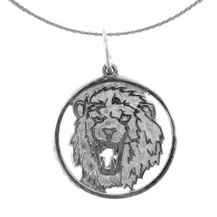 Sterling Silver Lion Pendant (Rhodium or Yellow Gold-plated)