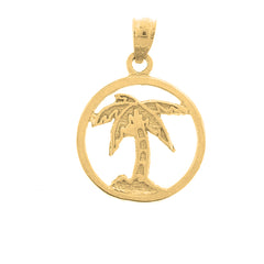 Yellow Gold-plated Silver Palm Tree Pendant