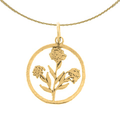 Blumenanhänger aus Sterlingsilber (rhodiniert oder gelbvergoldet)