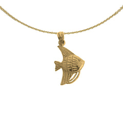 Sterling Silver Tropical Angelfish Pendant (Rhodium or Yellow Gold-plated)