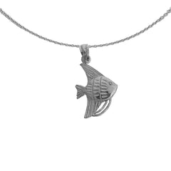 Sterling Silver Tropical Angelfish Pendant (Rhodium or Yellow Gold-plated)