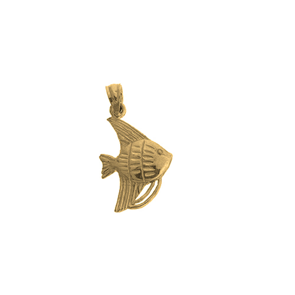 Yellow Gold-plated Silver Tropical Angelfish Pendant