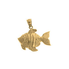 Yellow Gold-plated Silver Tropical Angelfish Pendant
