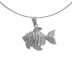 Sterling Silver Tropical Angelfish Pendant (Rhodium or Yellow Gold-plated)