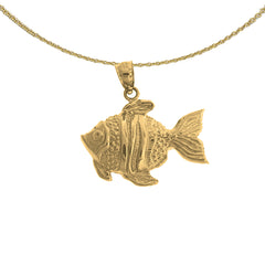 Sterling Silver Tropical Angelfish Pendant (Rhodium or Yellow Gold-plated)
