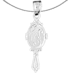 Colgante de espejo de tocador 3D de plata de ley (bañado en rodio o oro amarillo)