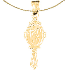 Colgante de espejo de tocador 3D de plata de ley (bañado en rodio o oro amarillo)