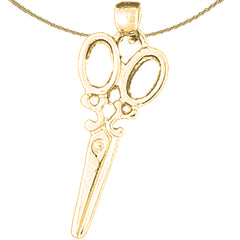 Sterling Silver Scissors Pendant (Rhodium or Yellow Gold-plated)
