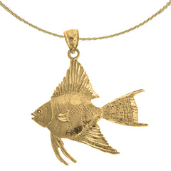 Sterling Silver Tropical Angelfish Pendant (Rhodium or Yellow Gold-plated)
