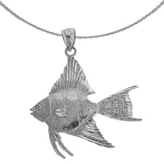 Sterling Silver Tropical Angelfish Pendant (Rhodium or Yellow Gold-plated)