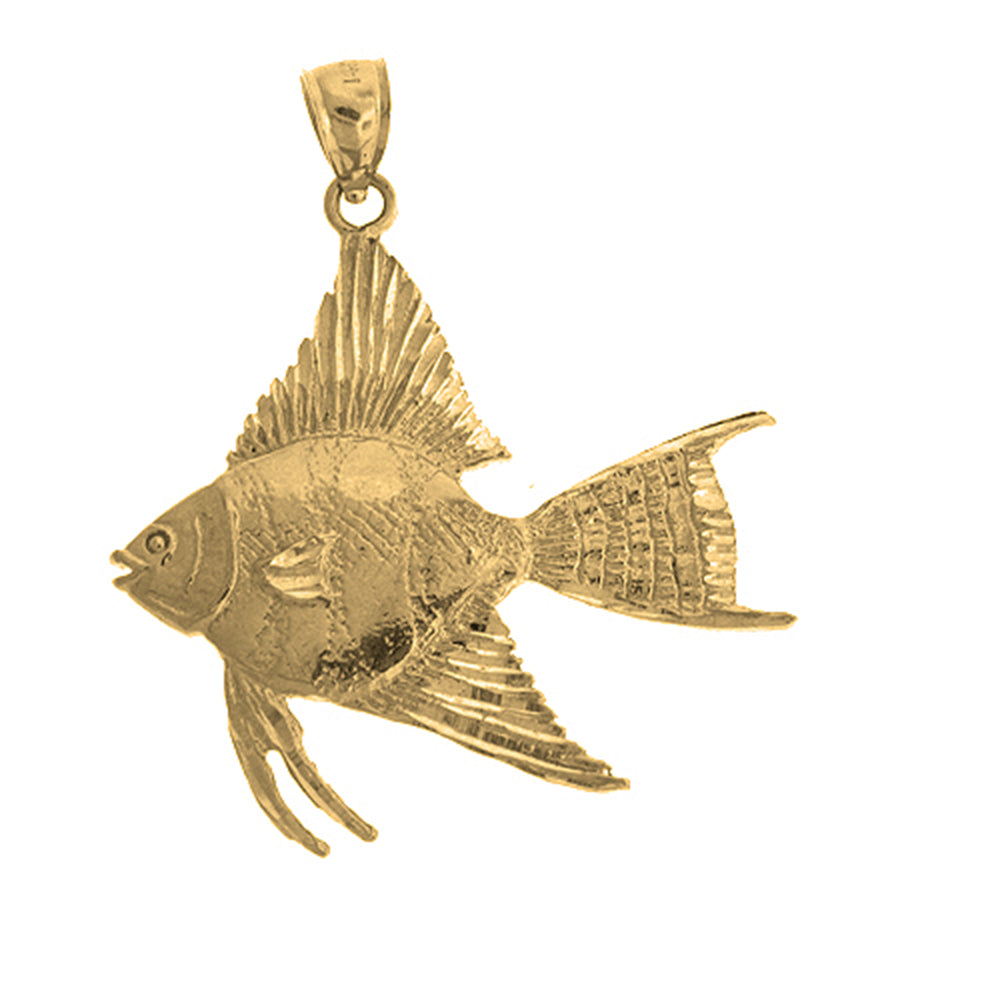 Yellow Gold-plated Silver Tropical Angelfish Pendant