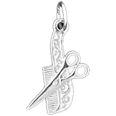 Sterling Silver Scissors And Comb Pendant
