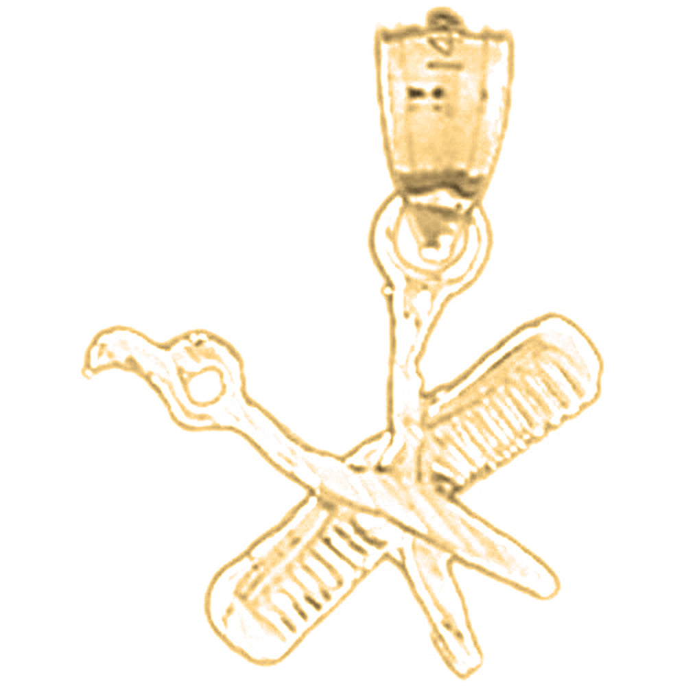 Yellow Gold-plated Silver Scissors And Comb Pendant