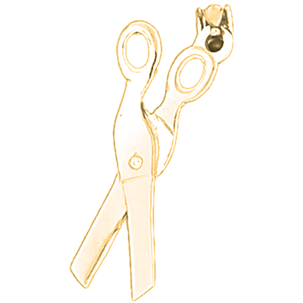 Yellow Gold-plated Silver Scissors Pendant