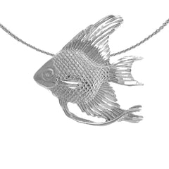Sterling Silver Tropical Angelfish Pendant (Rhodium or Yellow Gold-plated)