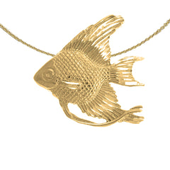 Sterling Silver Tropical Angelfish Pendant (Rhodium or Yellow Gold-plated)