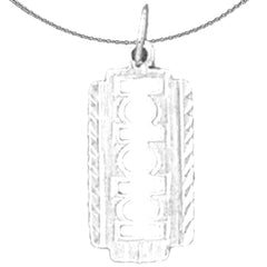 Rasiermesser-Anhänger aus Sterlingsilber (rhodiniert oder gelbvergoldet)