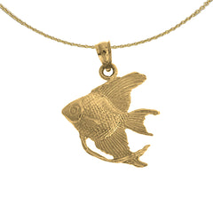 Colgante de pez ángel tropical de plata de ley (bañado en rodio o oro amarillo)