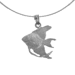 Colgante de pez ángel tropical de plata de ley (bañado en rodio o oro amarillo)