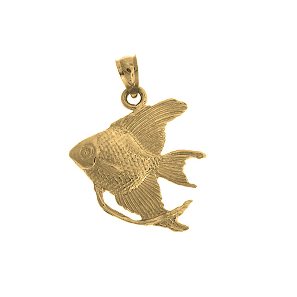 Yellow Gold-plated Silver Tropical Angelfish Pendant