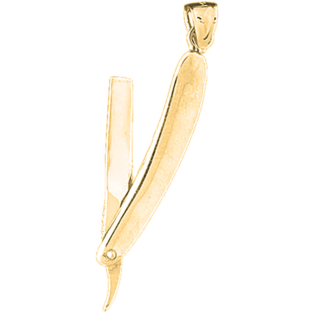 Yellow Gold-plated Silver 3D Moveable Knife Pendant