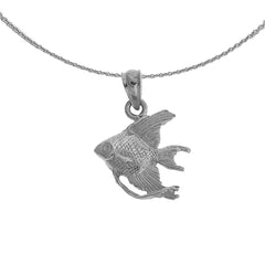 Sterling Silver Tropical Angelfish Pendant (Rhodium or Yellow Gold-plated)