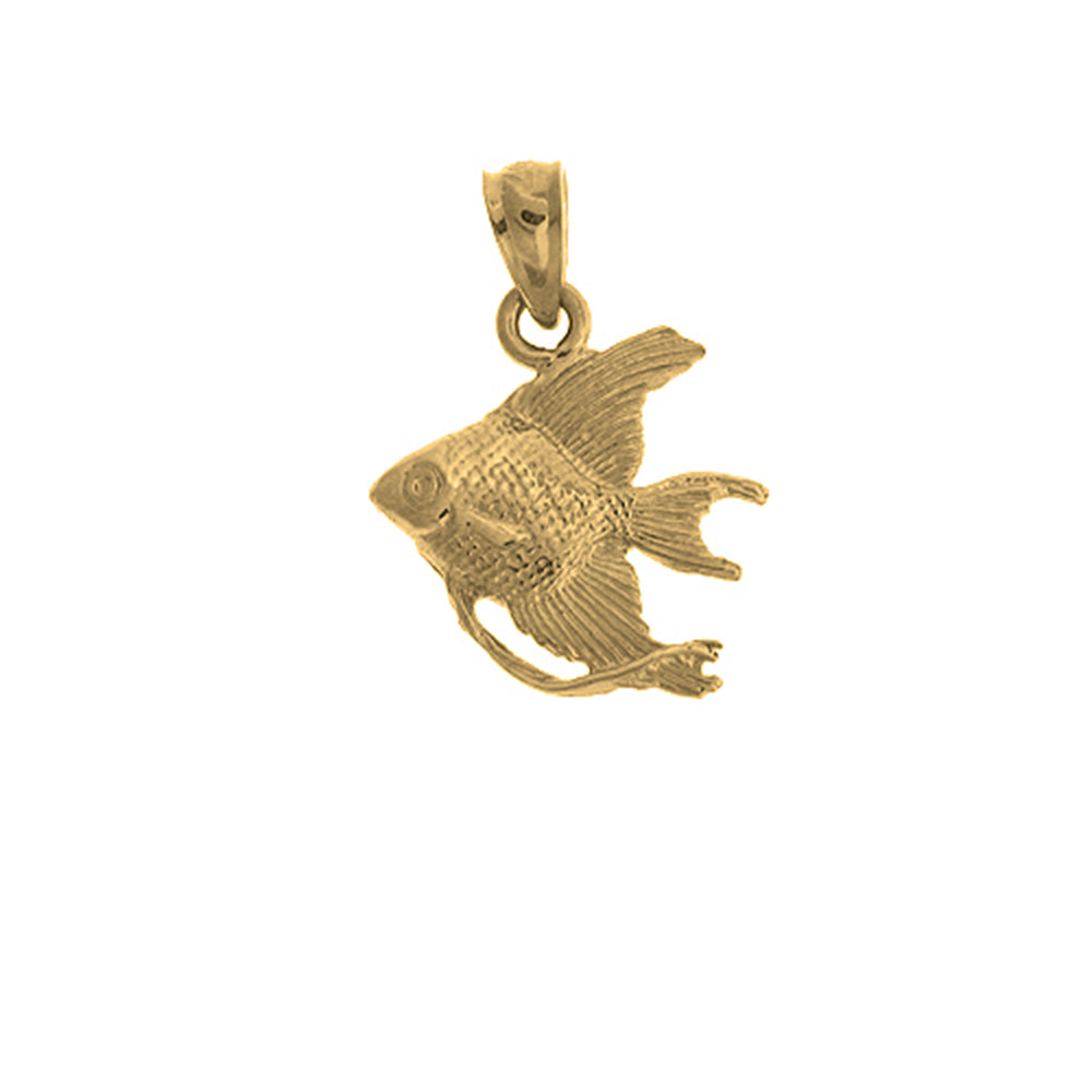 Yellow Gold-plated Silver Tropical Angelfish Pendant