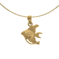 Sterling Silver Tropical Angelfish Pendant (Rhodium or Yellow Gold-plated)
