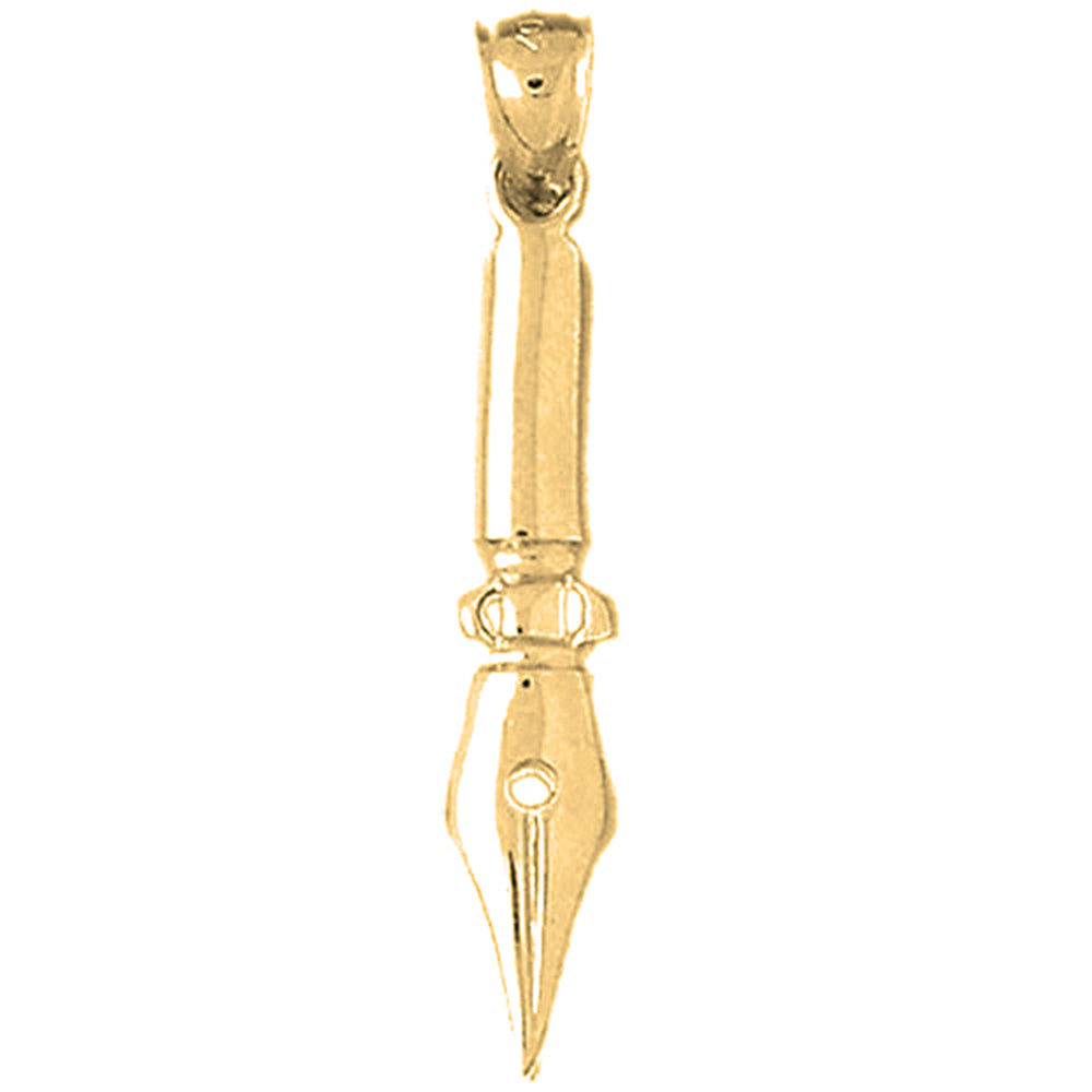 Yellow Gold-plated Silver Pen Pendant