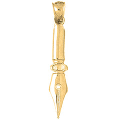 Yellow Gold-plated Silver Pen Pendant