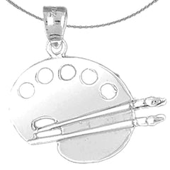 Sterling Silver Painters Pallete Pendant (Rhodium or Yellow Gold-plated)