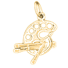 Yellow Gold-plated Silver Painters Pallete Pendant