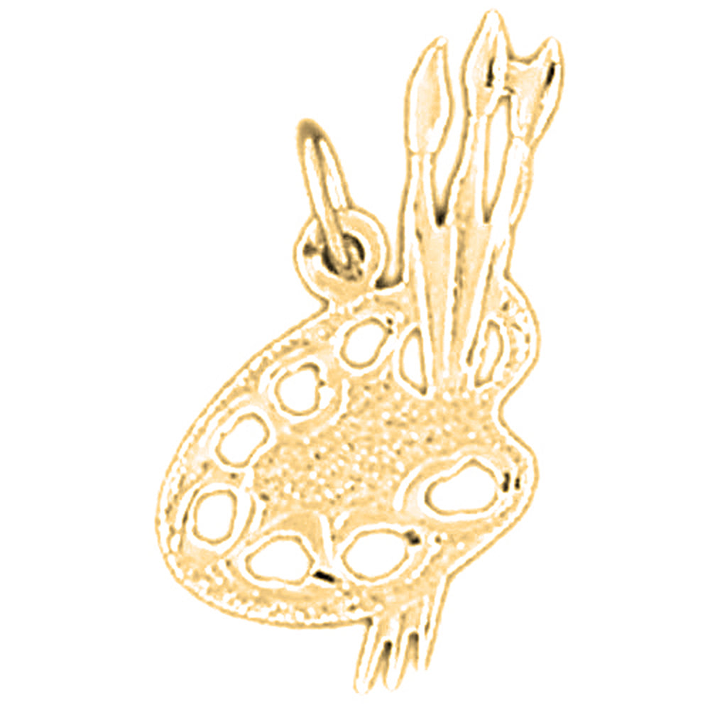 Yellow Gold-plated Silver Painters Pallete Pendant