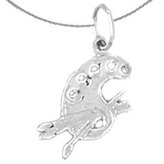 Sterling Silver Painters Pallete Pendant (Rhodium or Yellow Gold-plated)