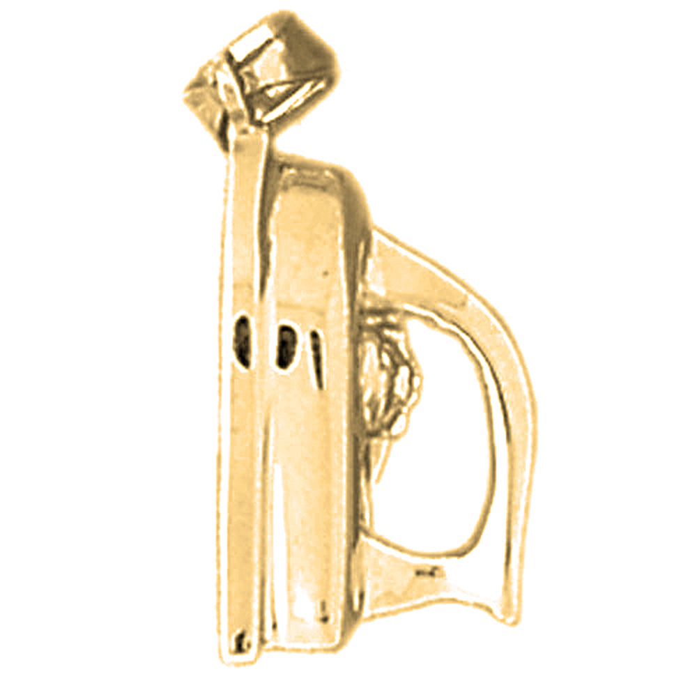 Yellow Gold-plated Silver 3D Iron Pendant
