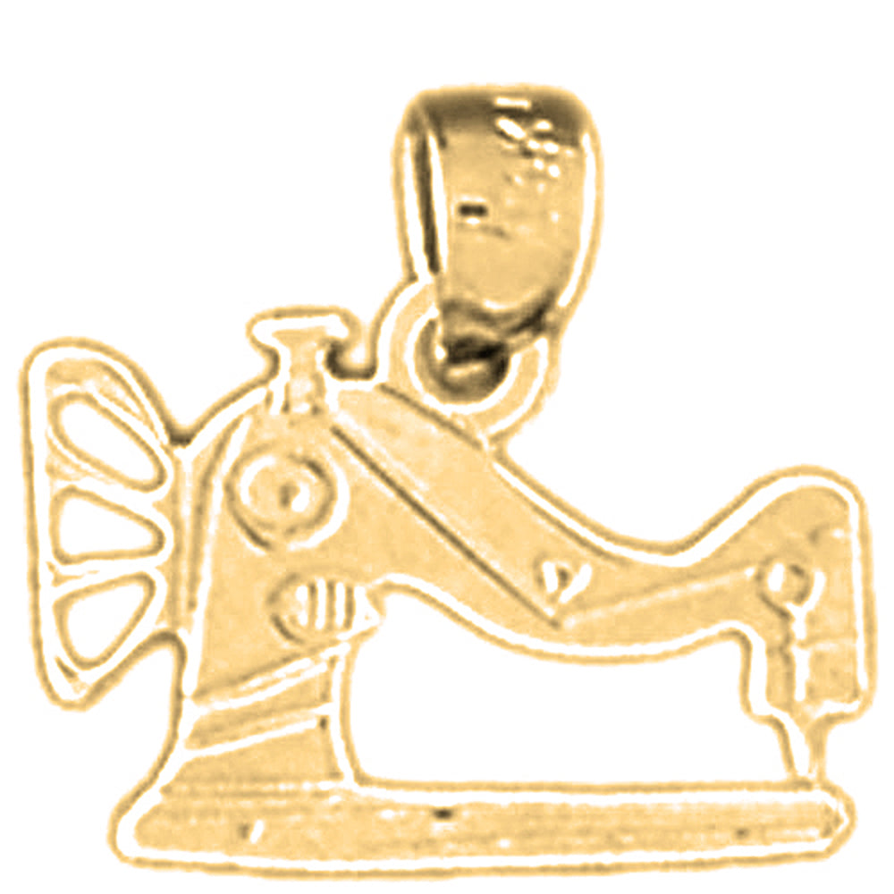 Yellow Gold-plated Silver Sewing Machine Pendant