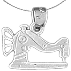 Nähmaschinenanhänger aus Sterlingsilber (rhodiniert oder gelbvergoldet)