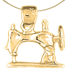 3D-Nähmaschinenanhänger aus Sterlingsilber (rhodiniert oder gelbvergoldet)