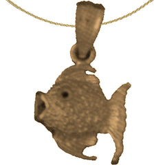 Sterling Silver Tropical Angelfish Pendant (Rhodium or Yellow Gold-plated)