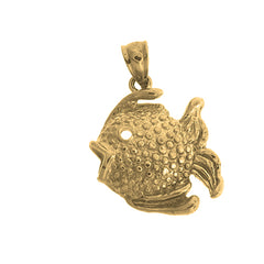 Yellow Gold-plated Silver Tropical Angelfish Pendant
